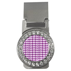 Purple And White Leaf Pattern Money Clips (cz) 