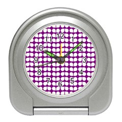 Purple And White Leaf Pattern Travel Alarm Clocks