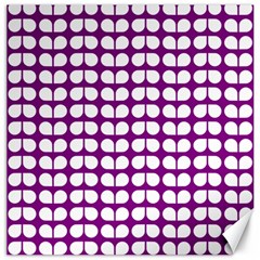 Purple And White Leaf Pattern Canvas 12  X 12   by GardenOfOphir