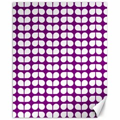 Purple And White Leaf Pattern Canvas 16  X 20   by GardenOfOphir