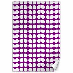 Purple And White Leaf Pattern Canvas 20  X 30   by GardenOfOphir