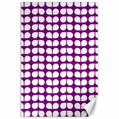 Purple And White Leaf Pattern Canvas 24  X 36 