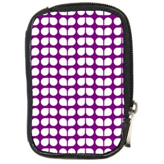 Purple And White Leaf Pattern Compact Camera Cases