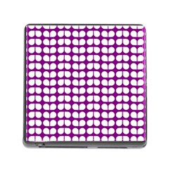 Purple And White Leaf Pattern Memory Card Reader (square) by GardenOfOphir