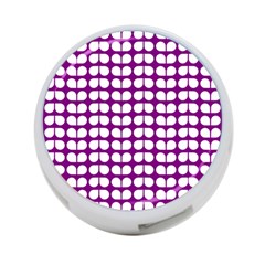 Purple And White Leaf Pattern 4-port Usb Hub (two Sides)  by GardenOfOphir