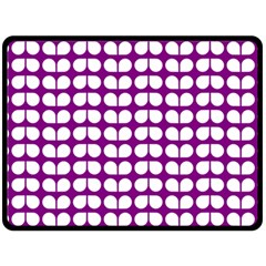 Purple And White Leaf Pattern Fleece Blanket (large) 