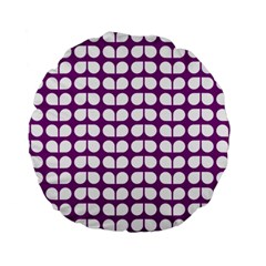 Purple And White Leaf Pattern Standard 15  Premium Round Cushions by GardenOfOphir