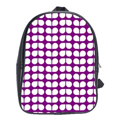 Purple And White Leaf Pattern School Bags (xl)  by GardenOfOphir