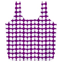 Purple And White Leaf Pattern Full Print Recycle Bags (l)  by GardenOfOphir