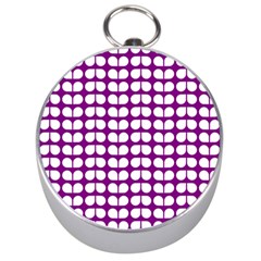 Purple And White Leaf Pattern Silver Compasses