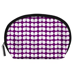 Purple And White Leaf Pattern Accessory Pouches (large)  by GardenOfOphir