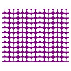 Purple And White Leaf Pattern Double Sided Flano Blanket (medium) 