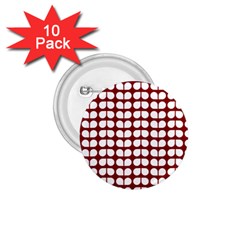 Red And White Leaf Pattern 1 75  Buttons (10 Pack)