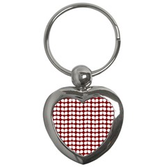 Red And White Leaf Pattern Key Chains (heart) 