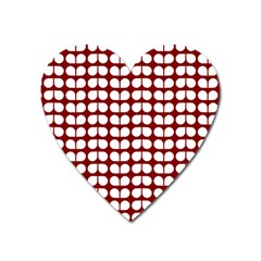 Red And White Leaf Pattern Heart Magnet