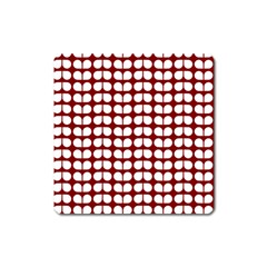 Red And White Leaf Pattern Square Magnet