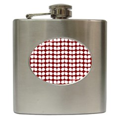 Red And White Leaf Pattern Hip Flask (6 Oz) by GardenOfOphir