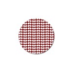 Red And White Leaf Pattern Golf Ball Marker Front