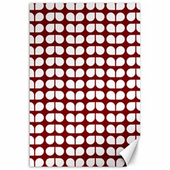 Red And White Leaf Pattern Canvas 20  X 30   by GardenOfOphir