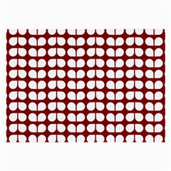 Red And White Leaf Pattern Large Glasses Cloth (2-side) by GardenOfOphir