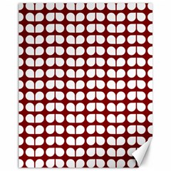 Red And White Leaf Pattern Canvas 11  X 14   by GardenOfOphir