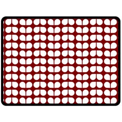 Red And White Leaf Pattern Fleece Blanket (large) 