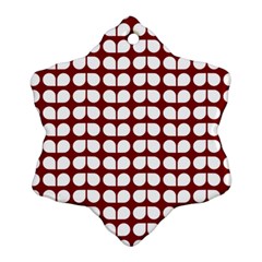 Red And White Leaf Pattern Ornament (snowflake)  by GardenOfOphir