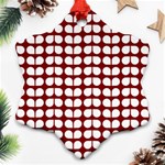 Red And White Leaf Pattern Snowflake Ornament (2-Side) Front