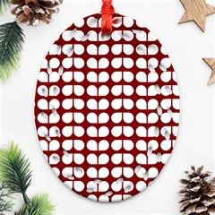 Red And White Leaf Pattern Ornament (oval Filigree) 