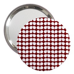 Red And White Leaf Pattern 3  Handbag Mirrors by GardenOfOphir