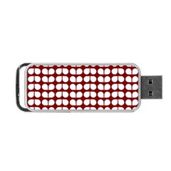 Red And White Leaf Pattern Portable Usb Flash (two Sides)