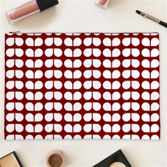 Red And White Leaf Pattern Cosmetic Bag (xxl) 