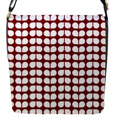 Red And White Leaf Pattern Flap Messenger Bag (s) by GardenOfOphir