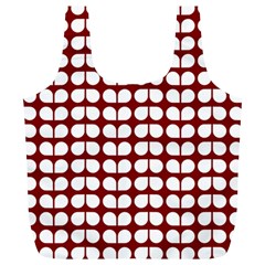 Red And White Leaf Pattern Full Print Recycle Bags (l)  by GardenOfOphir