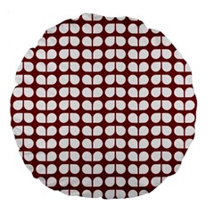 Red And White Leaf Pattern Large 18  Premium Flano Round Cushions