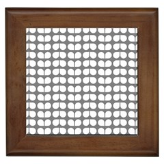 Gray And White Leaf Pattern Framed Tiles by GardenOfOphir