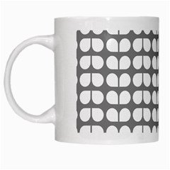 Gray And White Leaf Pattern White Mugs by GardenOfOphir