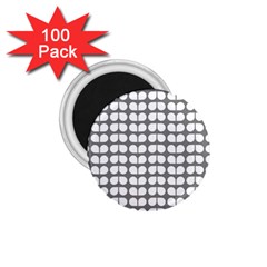 Gray And White Leaf Pattern 1 75  Magnets (100 Pack) 