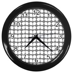 Gray And White Leaf Pattern Wall Clocks (black)