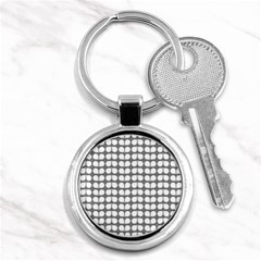 Gray And White Leaf Pattern Key Chains (round) 