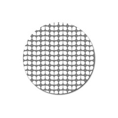 Gray And White Leaf Pattern Magnet 3  (round)