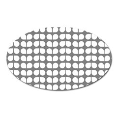 Gray And White Leaf Pattern Oval Magnet by GardenOfOphir