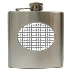 Gray And White Leaf Pattern Hip Flask (6 Oz) by GardenOfOphir