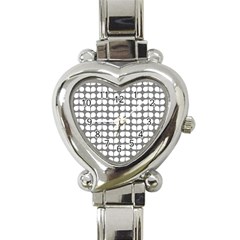 Gray And White Leaf Pattern Heart Italian Charm Watch