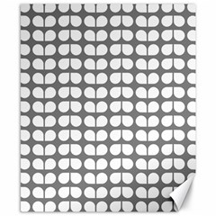 Gray And White Leaf Pattern Canvas 8  X 10  by GardenOfOphir