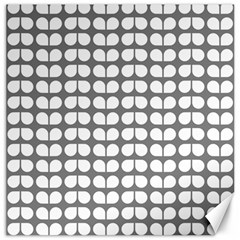 Gray And White Leaf Pattern Canvas 12  X 12   by GardenOfOphir