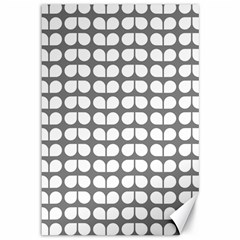 Gray And White Leaf Pattern Canvas 12  X 18   by GardenOfOphir