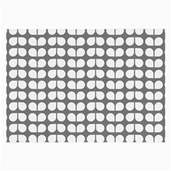 Gray And White Leaf Pattern Large Glasses Cloth (2-side) by GardenOfOphir