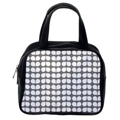 Gray And White Leaf Pattern Classic Handbags (one Side)