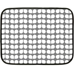 Gray And White Leaf Pattern Double Sided Fleece Blanket (mini) 